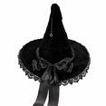 thumbnail image 4 of BRICH Witch Hat for Women Halloween Party Accessories Wizard Hats with Wide Brim Lace Black One Size, 4 of 4