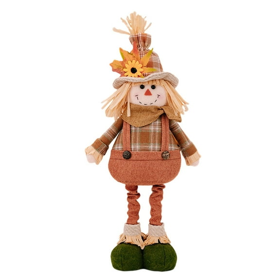 Harvest Scarecrow Doll with Strechable Leg Fall Harvest Decor for Home Autumn Thanksgiving Decoration Cute Ornament Thanksgiving Gifts Boy