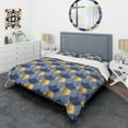 thumbnail image 3 of Designart 'Retro Luxury Waves In Gold And Blue VIII' Mid-Century Modern Duvet Cover Set, 3 of 4