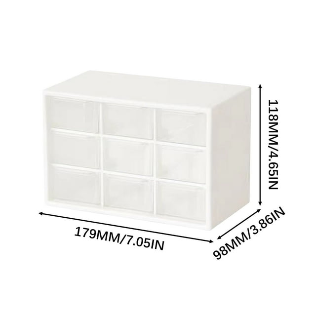Rbaofujie Mini Drawer Desk Plastic Craft 9 Mini Desktop Organizers and Storage Drawers Plastic Storage Box for Office, Cosmetics, Jewelry, Room