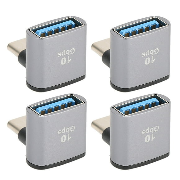 Right Angle USB C To USB Adapter, 90 Degree USB To USB C Adapter PVC Shell High Speed Small 4pcs For Tablet