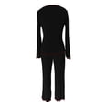 thumbnail image 5 of Women's Pjs Sets Ribbed Knited Pajamas Women Long Sleeve Crew Neck Sleepwear Loungewear Womens Lounge Wear 2 Piece Set Womens Nighties S, 5 of 6