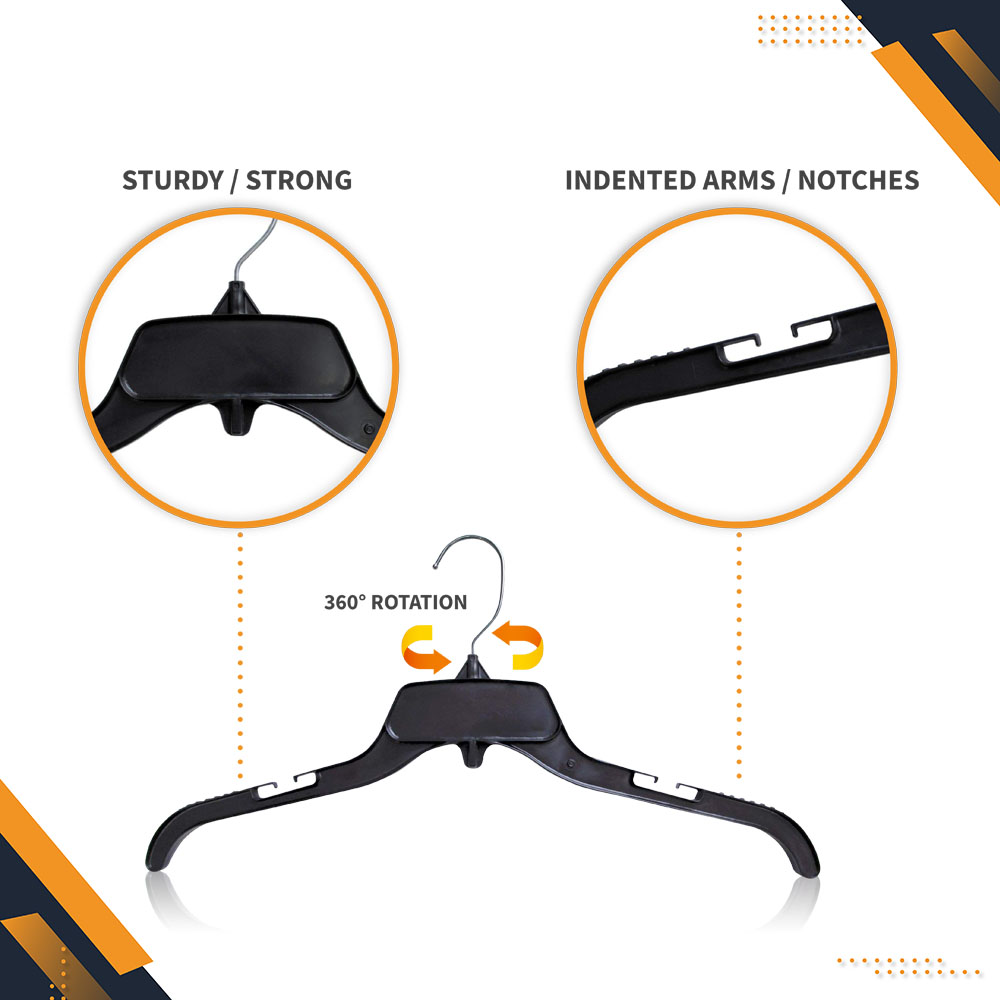 Hanger Central Youth Durable Plastic Clothing Hangers with Metal Swivel Hooks, 12 inch, 25 Pack