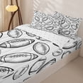 thumbnail image 3 of Castle Fairy Football Print Zipper Twin Comforter Sets with Fitted Sheet and 2 Pillowcases, Sport Theme Zipper Bedding Set, White Black,4-Piece, 3 of 6