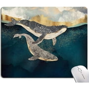 Whale Mouse Pad, Animals Art Mouse Pads, Mouse Mat Square Waterproof Mouse Pad Non Slip Rubber Base MousePads