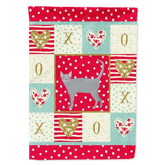 Carolines Treasures CK5689CHF Russian Blue 1 Cat Love Flag Canvas House Size Large multicolor
