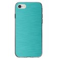 thumbnail image 1 of DistinctInk Clear Shockproof Hybrid Case for iPhone 7 8 SE (2020 Model) 4.7" Screen TPU Bumper Acrylic Back Tempered Glass Screen Protector - Teal Stainless Steel Image - Printed Image of Stainless, 1 of 5