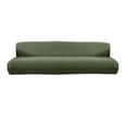 thumbnail image 2 of Abbracc Textured Elastic Sofa Slipcover Solid Color Soft Breathable Furniture Protector dark green 3 seat, 2 of 5