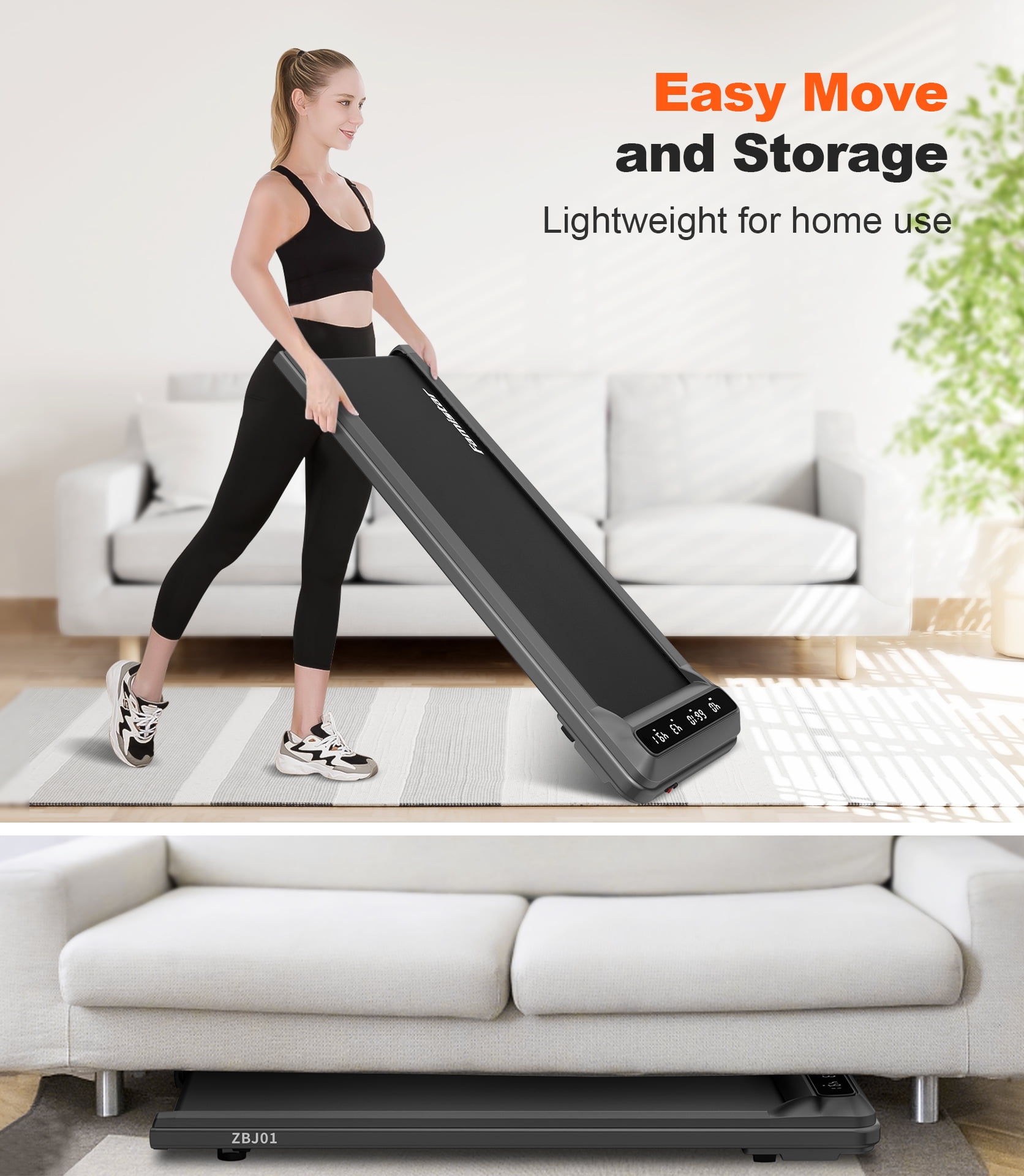 Walking Pad Treadmill 2 in 1, Portable Desk treadmill for home/Office with 265LB Capacity, Walking Jogging Machine w/ Remote Control, Large Walking Area,LCD Display, 2.5HP Ultra-Quiet
