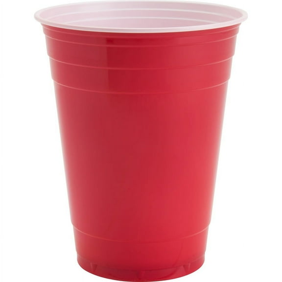 Genuine Joe 16 oz Plastic Party Cups - 16 fl oz - 50 / Pack - Red - Plastic - Party, Cold Drink | Bundle of 2 Packs