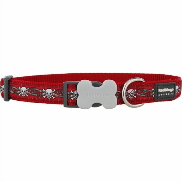 Red Dingo 25mm Skull & Roses Red Dog Collar Large