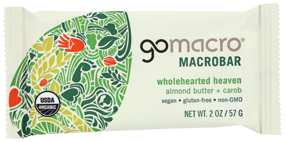 Gomacro Macrobar Vegan Bar, Almond Butter + Carob, 2 Oz.