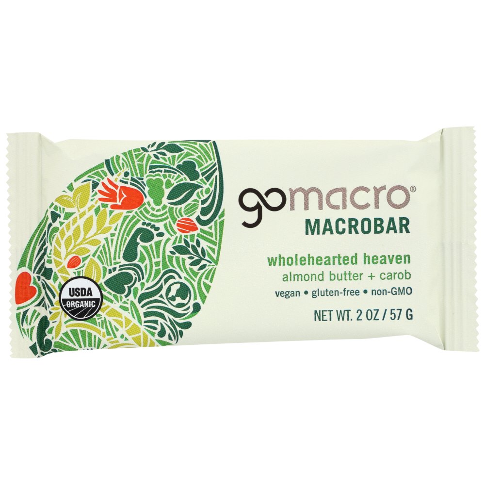 Gomacro Macrobar Vegan Bar, Almond Butter + Carob, 2 Oz.