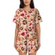 thumbnail image 1 of Fotbe Skull Retro record lips Conjunto de Pijama Estampado para Mujer, 2 Piezas, Ropa de Dormir con Camiseta de Manga Corta y Shorts Suaves-3X-Large, 1 of 6