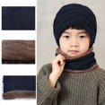 thumbnail image 4 of 3Pcs/Set Ear Protection High Elastic Scarf Hat Gloves Set Full Finger Fleece Lined Solid Color Kids Scarf Hat Gloves for Fall Winter, 4 of 9