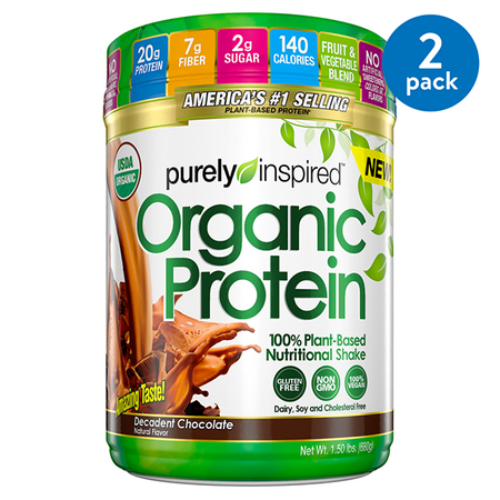 (2 Pack) Purely Inspired Organic Vegan Protein Powder, Chocolate, 20g Protein, 1.5 (Best Vegan Plant Based Protein Powder)