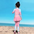 thumbnail image 2 of Swimsuit for Girls Long Sleeve 2 Pcs Rash Guard Top With Skirt Bottoms Sun Upf 50 Kids Beachwear, 2 of 4