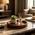 thumbnail image 6 of Round Wooden Candle Tray Rustic Farmhouse Centerpiece for Pillar Candles Coffee Table Kitchen Counter Brown, 6 of 6