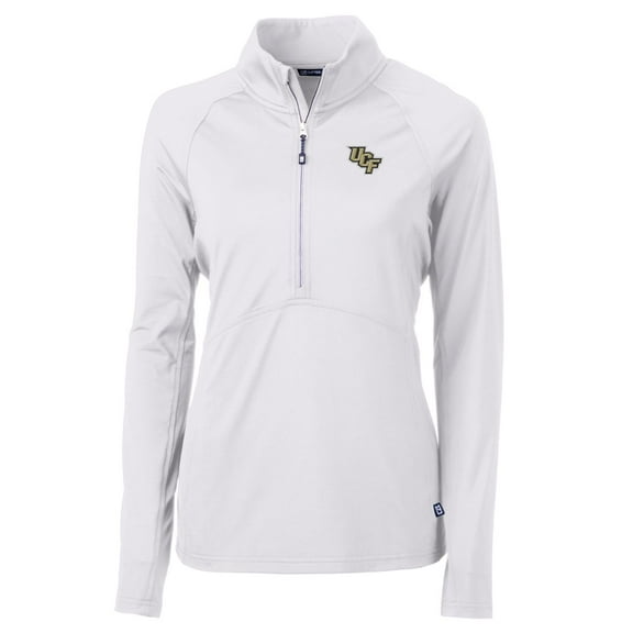 Women's Cutter & Buck White UCF Knights Adapt Eco Knit Half-Zip Pullover Jacket