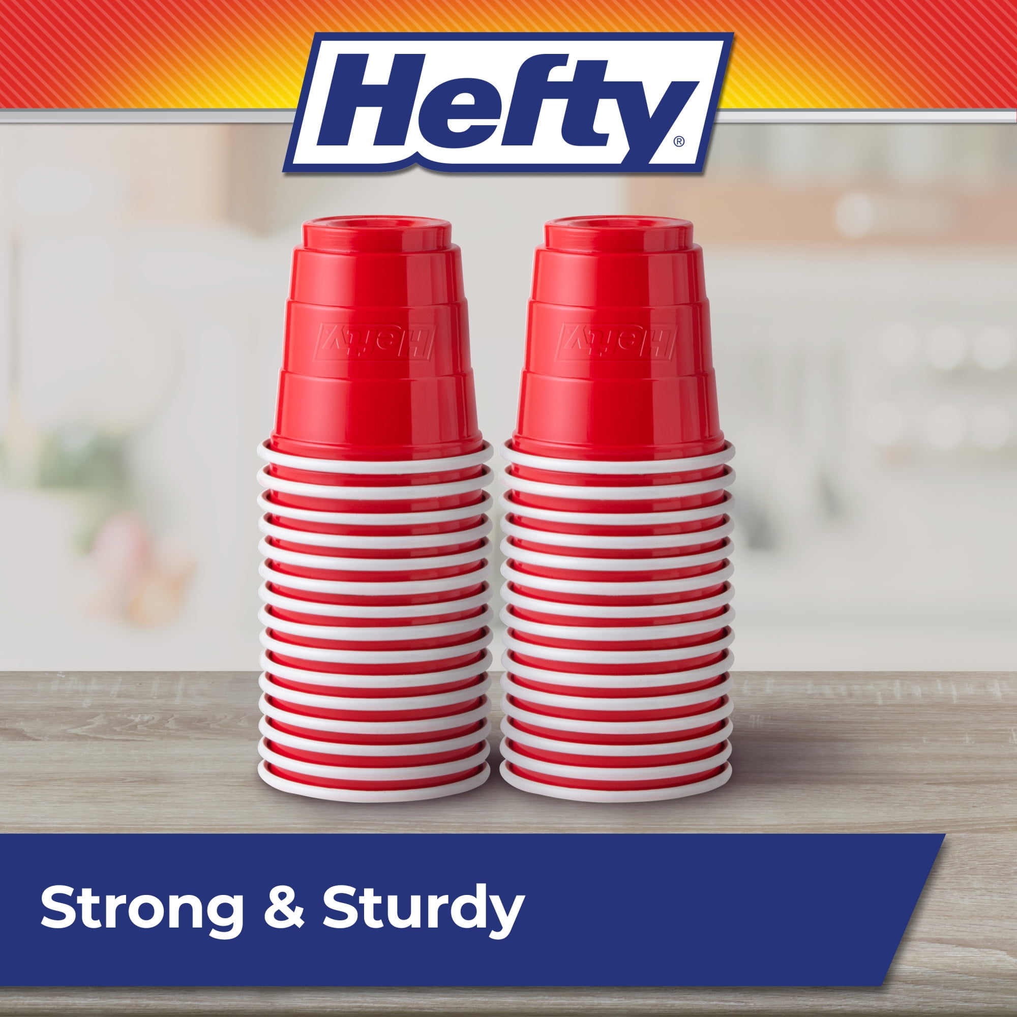 (3 pack) Hefty Disposable Mini Plastic Cups, Red, 2 oz, 30 Count