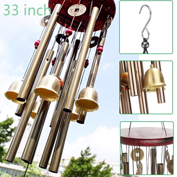iMeshbean 33" Heavy duty Wind Chimes Bell Large Tone Resonant Bell 10 Tubes 5 Bells Wind chimes Chapel Church Garden Outdoor Indoor Door Decor with Hook