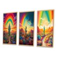 thumbnail image 3 of Designart "Cactus in Desert under Bright Rainbow II" Cactus Framed Wall Art Set Of 3 - Multicolor Traditional Frame Gallery Wall Set For Home Decor, 3 of 6