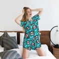 thumbnail image 5 of Wukai Cartoon Dog And Cat Print Women's Pajama Set - Short-Sleeve Top and Shorts with Elastic Waistband and Pockets for Loungewear, Yoga, and Casual Wear-3X-Large, 5 of 6