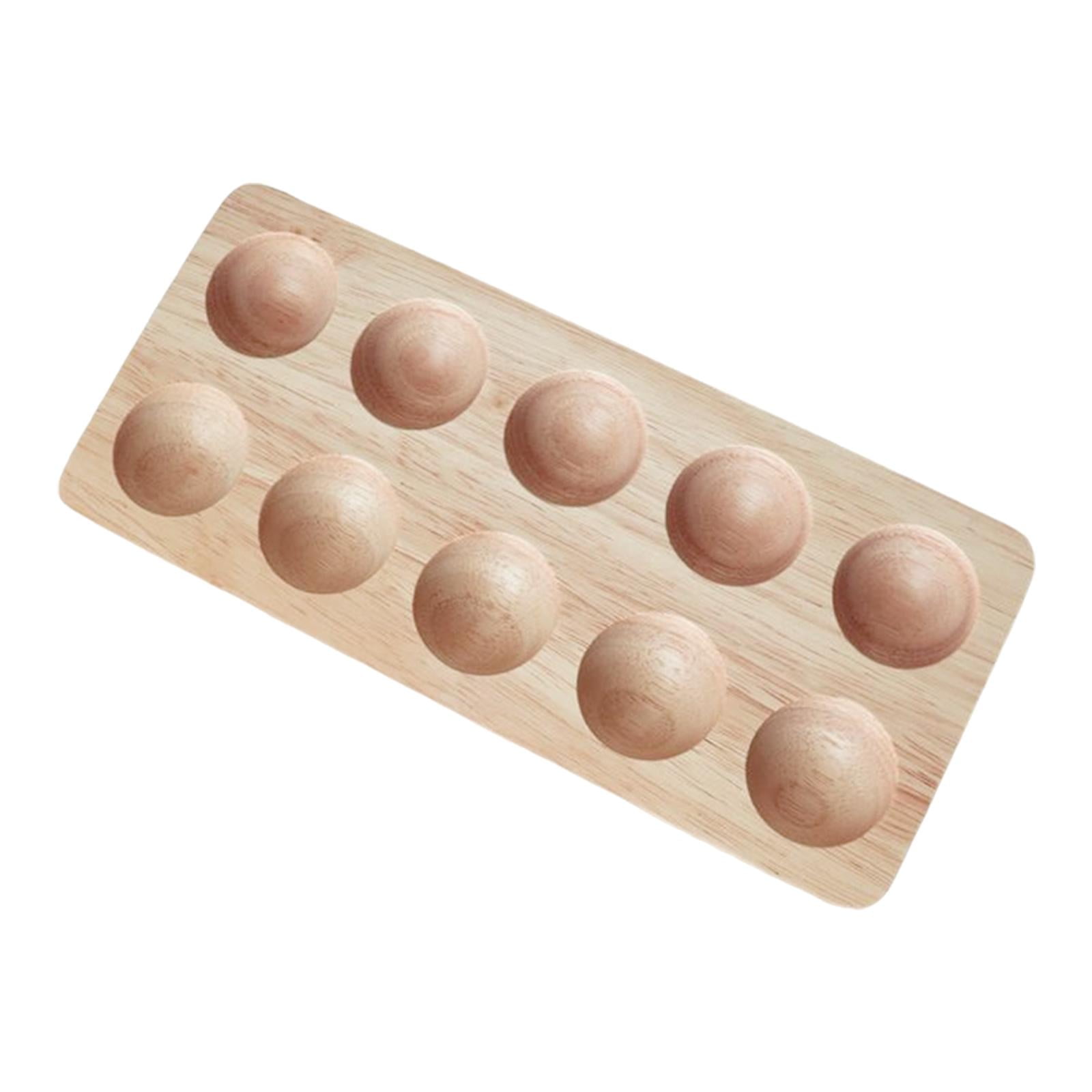 Wooden Egg Holder Double Row Sturdy Durable Portable Practical Storage Tray Container for Household Refrigerator Kitchen Countertop Tabletop 10 Slot