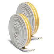 GLiving Door Weather Stripping,Window Seal Strip for Doors and Windows- Self-adhisive Foam Weather Strip Door Seal | Soundproof Seal Strip Insulation Gap Blocker D Type(16Ft) 2 Pack (White)