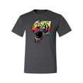 thumbnail image 2 of Wild Bobby, Technicolor Colorful Tiger Roaring, Animal Lover, Men Graphic Tees, Heather Black, Medium, 2 of 3