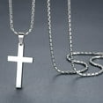 thumbnail image 2 of SUTENGDA Men‘s Stainless Steel Simple Cross Pendant Necklace, 2 of 5