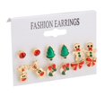 thumbnail image 3 of 6 pares de aretes navideños, estilos variados, colores vivos, aretes de aleación livianos a la moda para mujeres y niñas, cumpleaños, 3 of 14