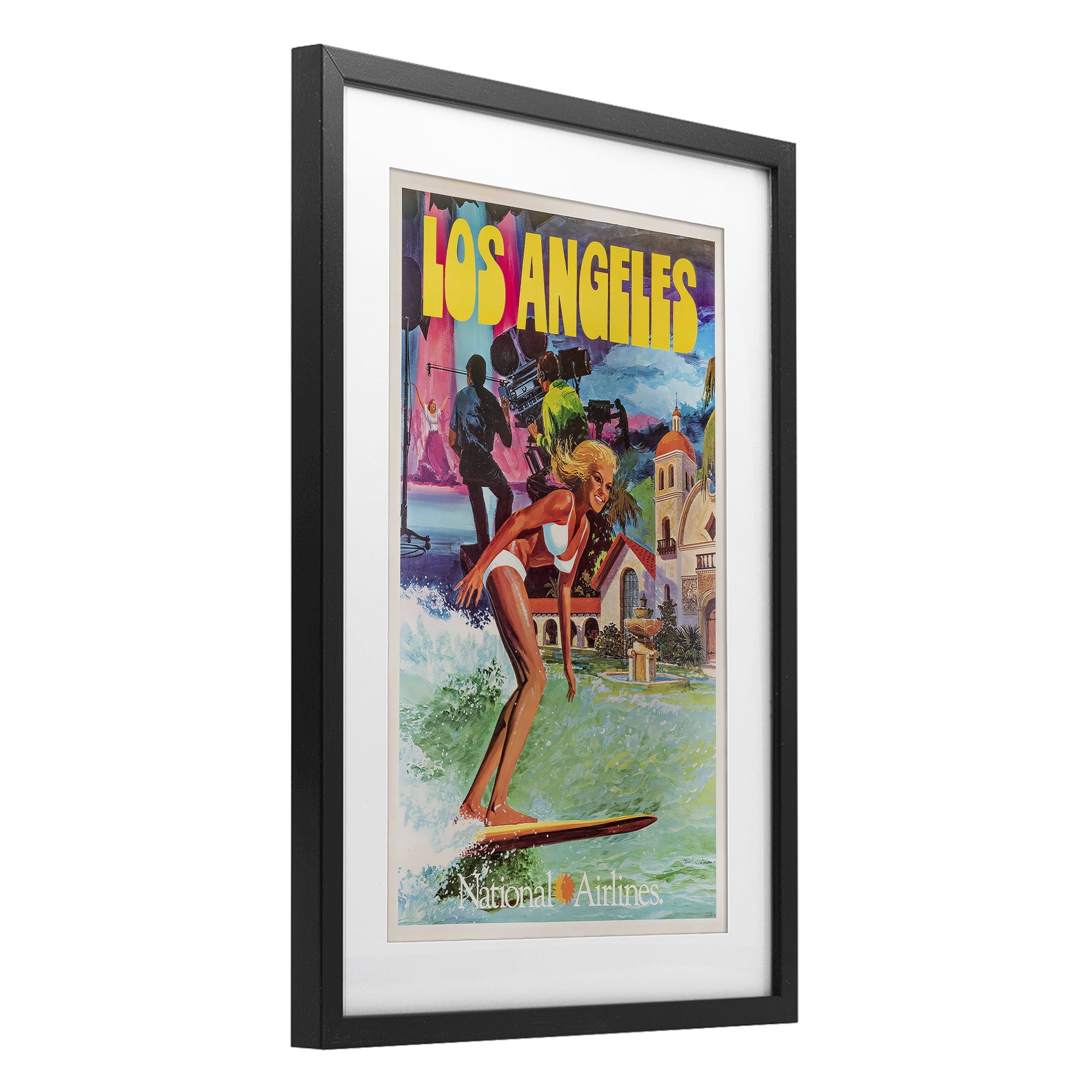 Stupell Industries Vintage Los Angeles Travel Black Framed Print Under Glass, design by Vintage Posters