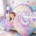 thumbnail image 4 of Manfei Watercolor Axolotl Pattern 7-Piece King Bedding,3D Print Salamander King Bed in a Bag,Colorful Stars Reversible, 4 of 7