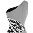 thumbnail image 3 of Angel-fashions Women's One Shoulder Rhinestone Splicing Slit Dresses Zebra Pattern Long Prom Evening Party Gown High Slit Club Latin Dance Dress Stage Outfits Slim Fitted Summer Dress Grey X-Large, 3 of 5