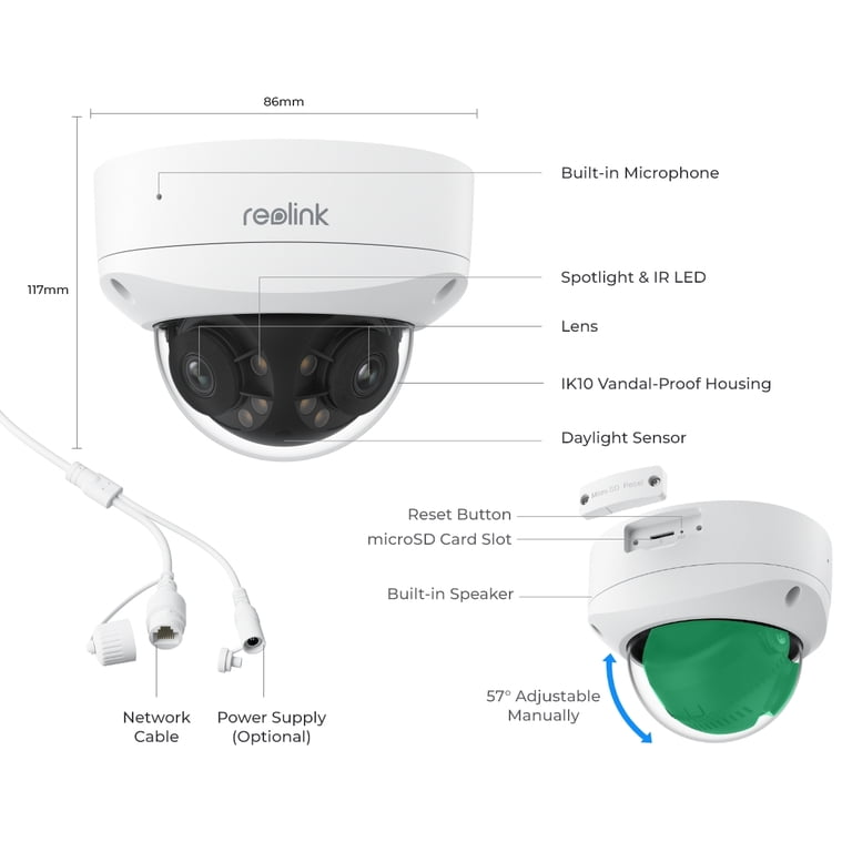 Reolink Duo 2V PoE 4K 8MP Dual-Lens Outdoor Spot Camera, Night