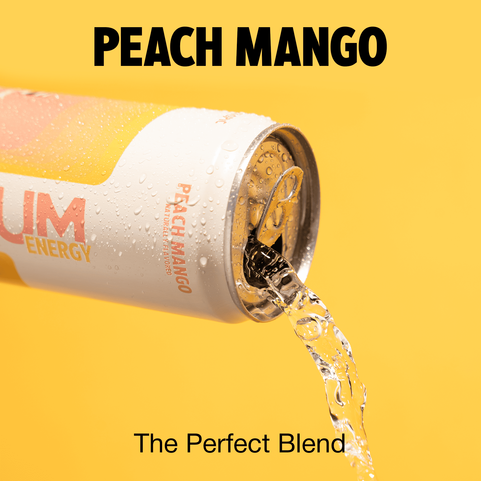 Bum Energy Peach Mango Energy Drink, 112 mg Natural Caffeine, 12 fl oz, 12 Pack
