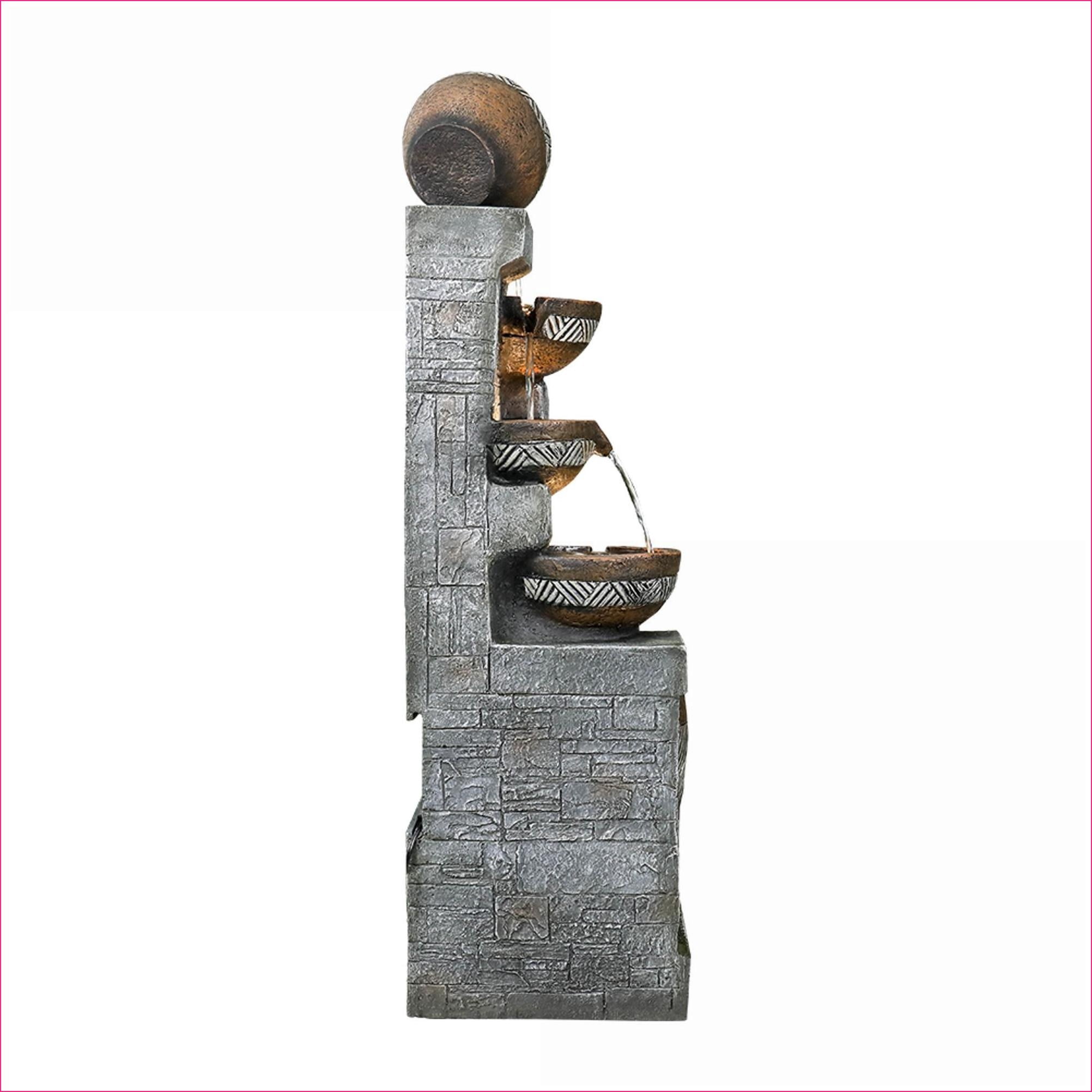 Fountains 42.5" 5-Tier Modern Waterfall Fountain, Indoor Outdoor Garden Patio Use, Weather Resistant | Resin | Tiered