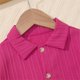 thumbnail image 5 of Conjunto de manga larga con cuello vuelto para niña, top abotonado de manga larga con cuello vuelto, cintura elástica y bolsillos, pantalón de poliéster., 5 of 8