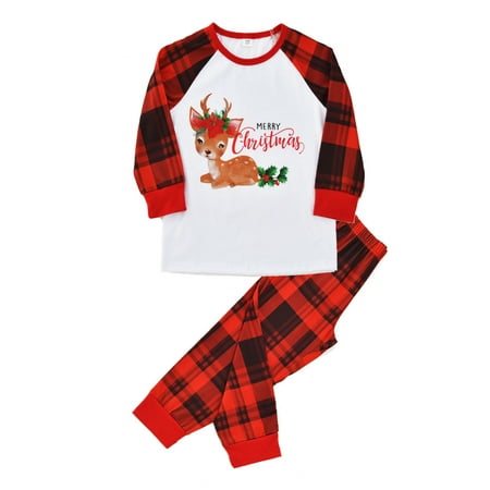 

KEJIG Stylish Parent-child Warm Christmas Set Printed Home Wear Pajamas Two-piece Kid Set