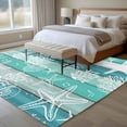 thumbnail image 4 of Green Wood Striped Area Rugs 5x7 ft Nautical Starfish Coral Shell Vintage Washable Rug Non Slip Indoor Carpet Absorbent Floor Mat for Living Room Bedroom Dining Room, 4 of 9