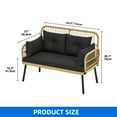 thumbnail image 3 of Dextrus Wicker Outdoor Loveseat, All-Weather Patio Furniture with Cushions, Light Brown+Black, 3 of 10