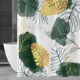 thumbnail image 4 of Green Boho Chic Shower Curtain, Abstract Aesthetic Tropical Leaf with Gold Botanical Branch Modern Bathroom Curtain for Bathtub Home Decor Waterproof Fabric-72"W x 86"L (Pack of 1), 4 of 7