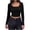 Black, variant on Womens Crop Tops Ribbed Basic Casual Long Sleeve Square Neck Solid Slim Fashion Tops Black S