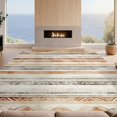 thumbnail image 2 of Design&I 5'x7' Washable Area Rug Beige Distressed Vintage Stripe Interlocking Geometric Neutral for Dining Room, Under Table, Home Office, Snag-Free, Skid-Resistant, 2 of 7
