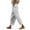 White, variant on Women's Striped Print Elastic Waist Cropped Pants with Side Pockets, Loose Fit Casual Straight Leg Trousers for Everyday Wear, Comfortable Lounge, and Outdoor Activities Grey S