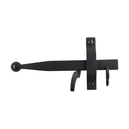 Condition photo showing As Is for black cast iron norfolk door latches traditional gate or door 8" tall thumb latches black powder coated two sided gate latch locks w/screws renovators supply