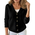 thumbnail image 2 of Lixiuxyad Womens Cardigans Fall Winter Cardigan Button Down Sweater Casual Comfortable Commute Solid Color Top,Black, 2 of 6