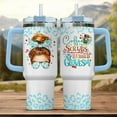 thumbnail image 2 of Nurse Coffee Messy Bun, Tumbler 40 Oz With Handle Lid And Straw, Tumblers Nurses Women Cups Student For Funny White Navy Blue Leopard Travel Nursing Er School, Nurse Gifts, 2 of 6
