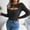 Black, variant on VSSSJ Cropped Sweaters for Women Sexy Cutout Crew Neck Long Sleeve Cable Knit Soft Cozy Solid Color Pullover Crop Sweater Tops Green M